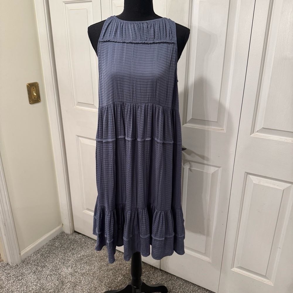 Current Air Tiered Sleeveless Dress Blue - S